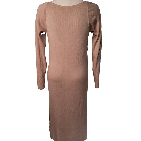 J Crew Dress Knit Maxi  Plunge Viscose Tan Large NWT - Picture 3 of 10